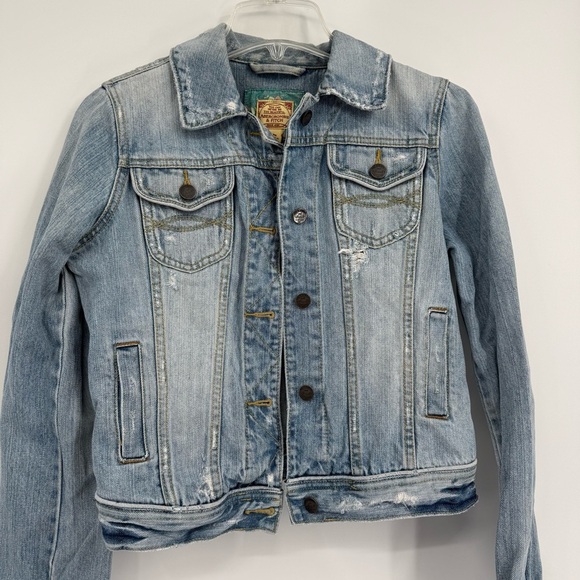 Abercrombie & Fitch Vintage Denim Jacket 90s Women Size M Cropped Distressed - Picture 3 of 9